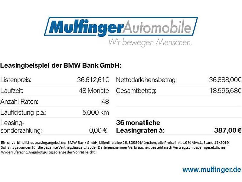 BMW 530i xDr. T.KomfS. HUD ACC Pano. Laser AHK Leas.387 530 Bluetooth Navi Vollleder Klima PDC el. Fenster